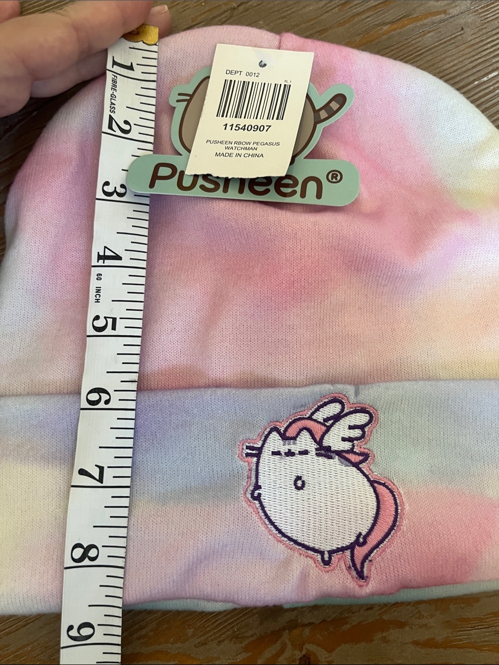 NWT Pusheen lined beanie Tie-Dye Pastel Pink, Purple, Blue - Picture 6 of 7